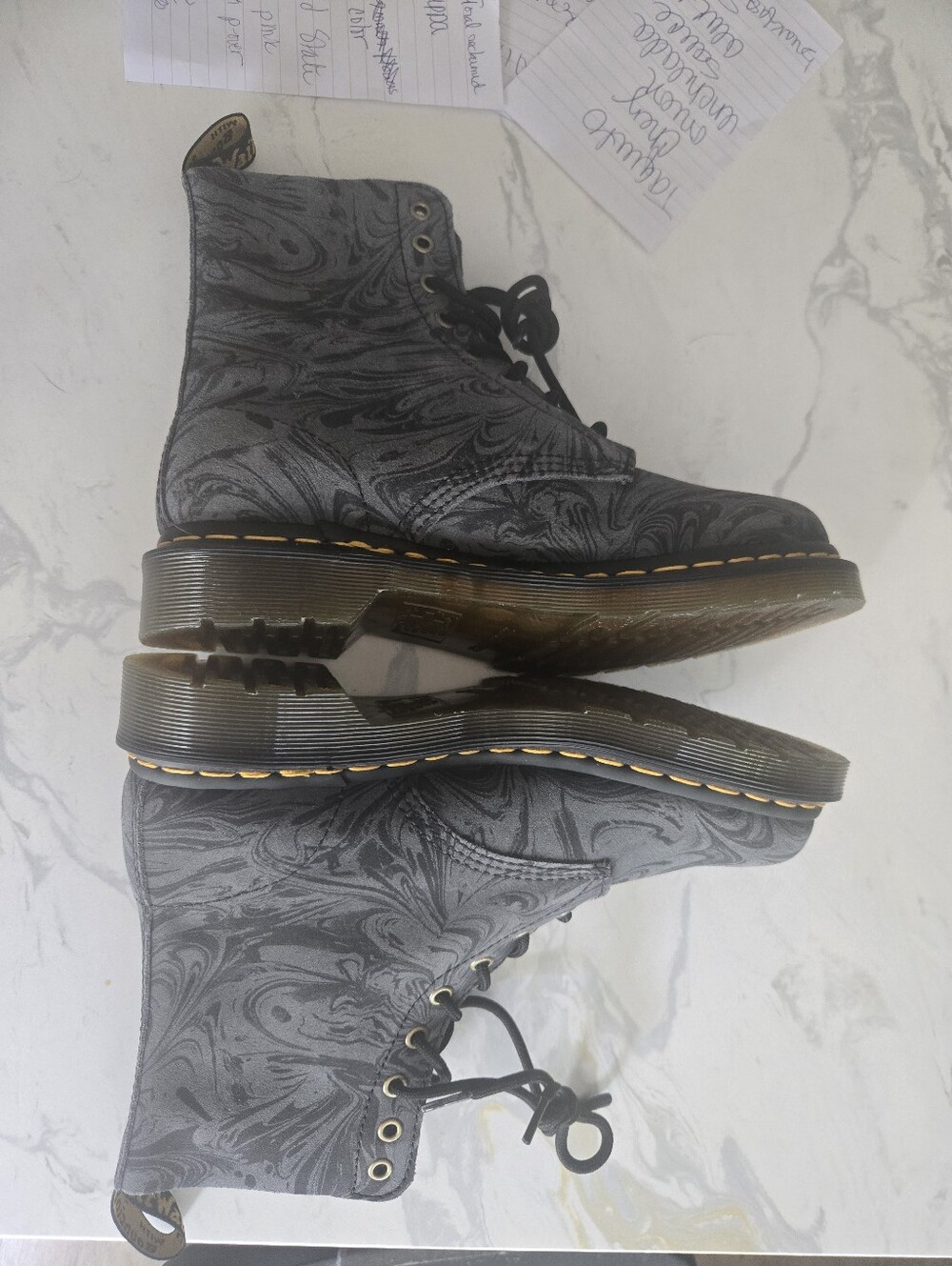 NEW!! Dr Martens Black & Grey Swirl Pattern Suede Boot. Size 8.  MAKE OFFER! - Picture 9 of 11